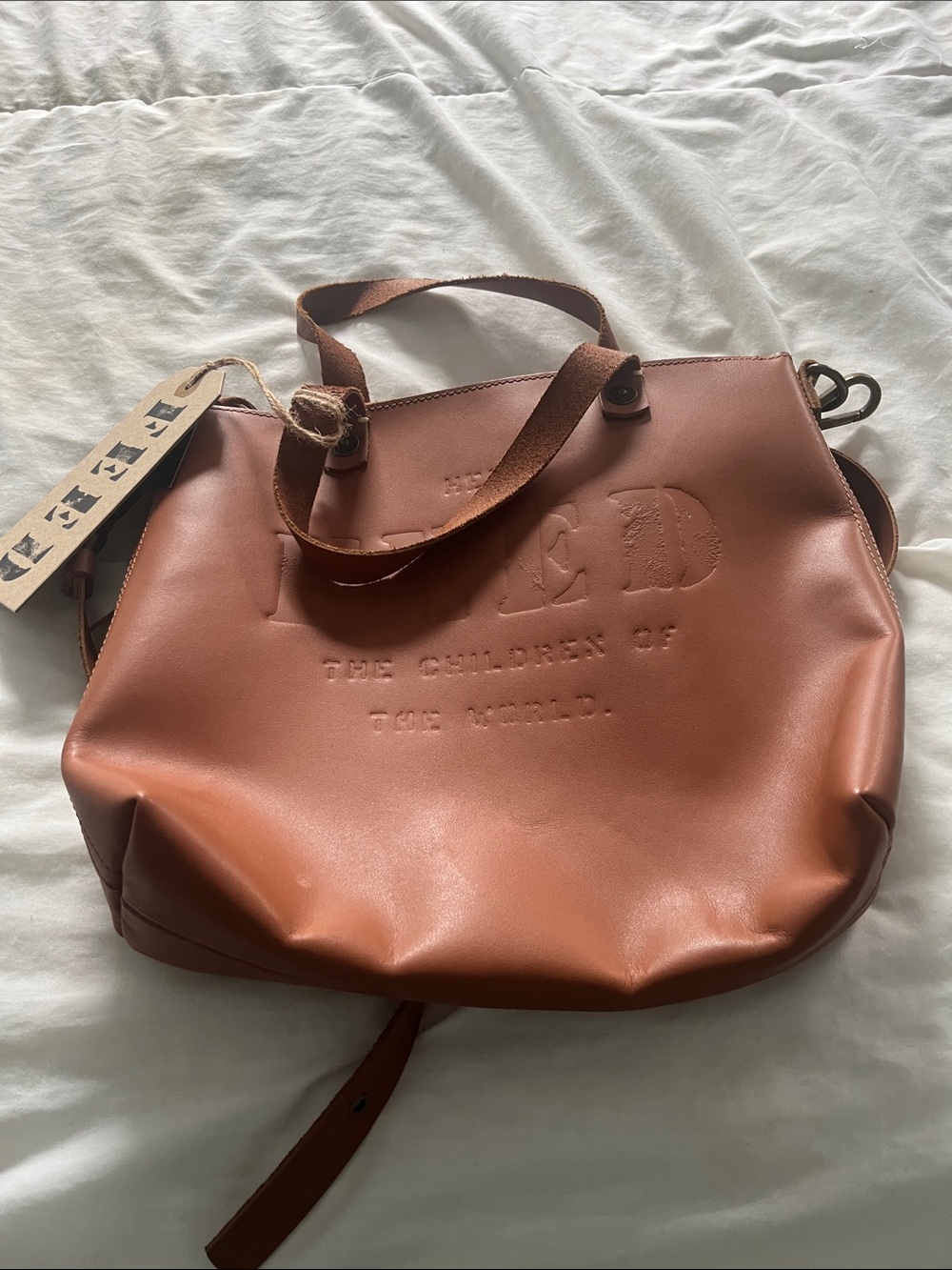 Embossed Leather-Look Brown Tote Bag with Top Handles